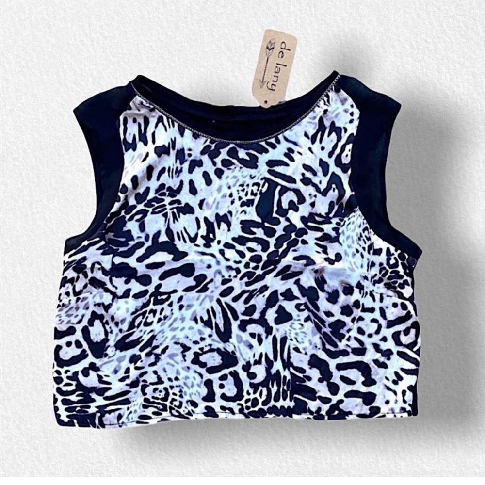 Blue Leopard Print Crop Top